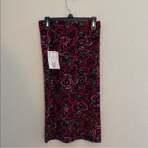 Lularoe Floral Patterned Skirt - Black and Red